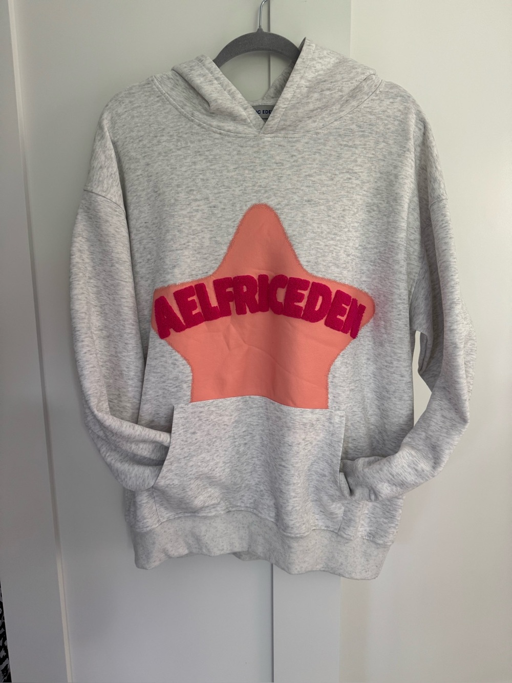 Aelfric Eden Star Graphic Oversized Hoodie Gray Pink